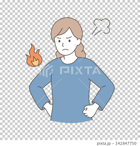 An illustration of a woman with her hands on her hips in anger, expressing dissatisfaction and frustration. An illustration of a woman with her hands on her hips in anger, expressing dissatisfaction and frustration. 142847750