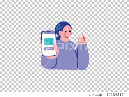 Illustration of a woman operating a smartphone Illustration of a woman operating a smartphone 142848154
