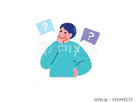 考え事をする男性のイラスト 考え事をする男性のイラスト 142848215