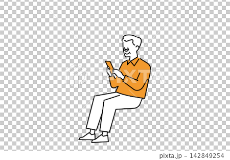 An old man looking at his smartphone An old man looking at his smartphone 142849254