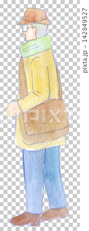 水彩イラスト　手描きイラスト　男性　シニア 142849527