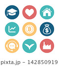 Finance social and indutry icons infographic collection. 142850919