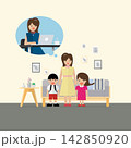 Single mom is dreaming about her job. Financial problem. 142850920