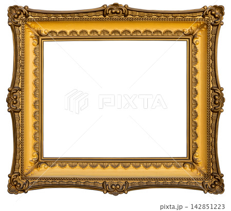 Ornate Gilded Picture Frame with Blank White Interior 142851223