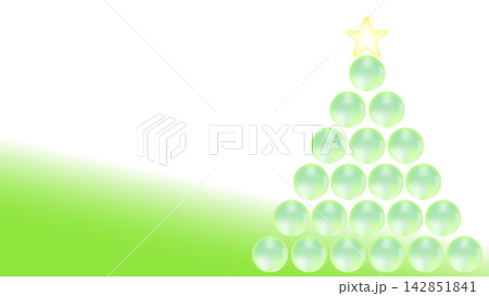 キラキラした黄緑色のガラス玉のクリスマスツリー キラキラした黄緑色のガラス玉のクリスマスツリー 142851841