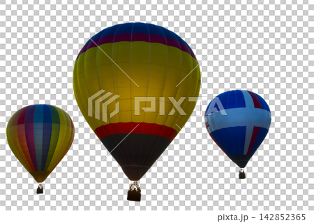 Three colorful hot air balloons are floating Three colorful hot air balloons are floating 142852365