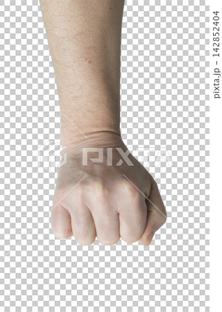 A close-up shot shows a human fist clenched. A close-up shot shows a human fist clenched. 142852404
