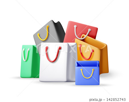 Group of colorful 3d shopping bags 142852743