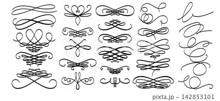 Elegant ornamental swirls set on white background Elegant ornamental swirls set on white background 142853101