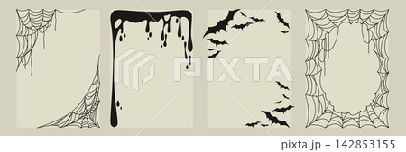 Halloween frames with spooky spider web borders Halloween frames with spooky spider web borders 142853155