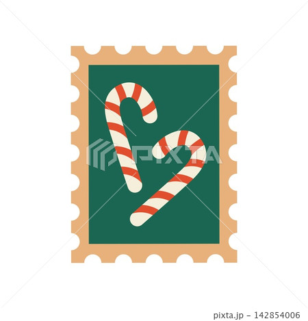 Christmas postage stamp with candy cane sweets pattern Christmas postage stamp with candy cane sweets pattern 142854006