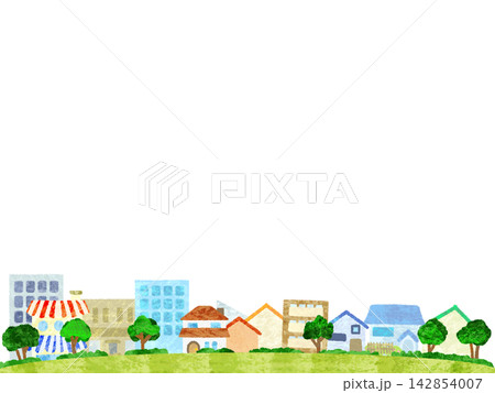 穏やかな街並みの風景イラスト 穏やかな街並みの風景イラスト 142854007