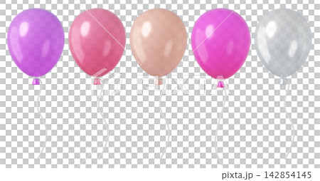 Set of glossy female pink balloons isolated on background. Vibrant party decor for girly celebrations, birthday and wedding banners. Set of glossy female pink balloons isolated on background. Vibrant party decor for girly celebrations, birthday and wedding banners. 142854145