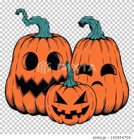 This image shows a digital vector illustration of three carved Hall This image shows a digital vector illustration of three carved Hall 142854704