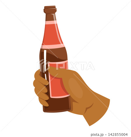 Hand holding a bottle of beer Hand holding a bottle of beer 142855004