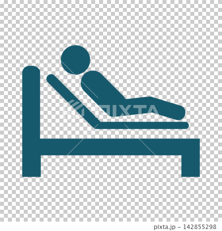 An illustration of a person sitting up in a bed with the backrest raised. An illustration of a person sitting up in a bed with the backrest raised. 142855298