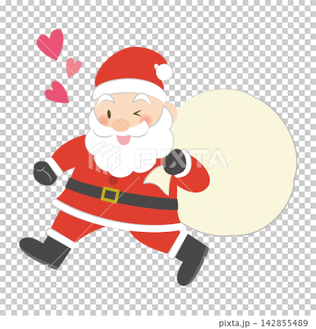Santa Claus running with a gift bag (with outlines) Santa Claus running with a gift bag (with outlines) 142855489