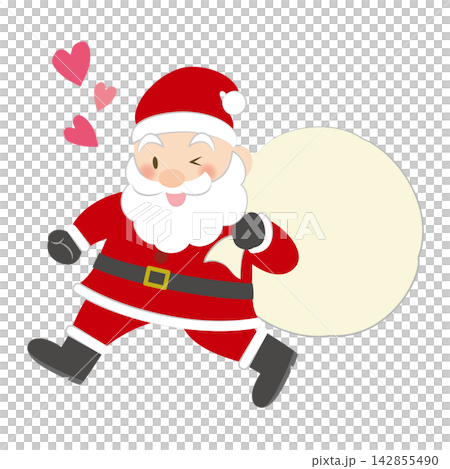 Santa Claus running with a gift bag (with outlines) Santa Claus running with a gift bag (with outlines) 142855490