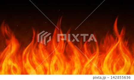 炎が燃え上がる背景素材。火事、延焼、炎上。 炎が燃え上がる背景素材。火事、延焼、炎上。 142855636