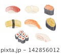 色々なお寿司のイラスト 142856012