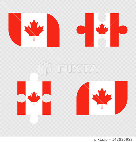 Canada Flag Rounded Shapes and Puzzle Set. Canada Flag Rounded Shapes and Puzzle Set. 142856952