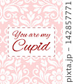 Valentine's Day Greeting Card with Pink Floral Damask Pattern and Cupid Quote 142857771