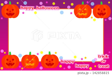 ハロウィーン　halloween　フレーム　ジャック・オー・ランタン　かぼちゃ　ホワイトスペース 142858815
