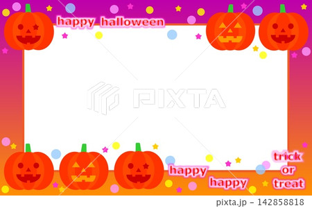 ハロウィーン　halloween　フレーム　ジャック・オー・ランタン　かぼちゃ　ホワイトスペース 142858818