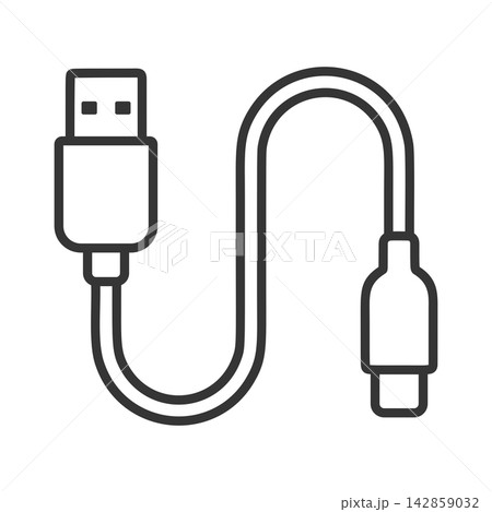 充電ケーブルのラインアイコン 142859032