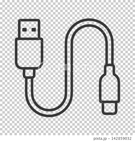 充電ケーブルのラインアイコン 142859032
