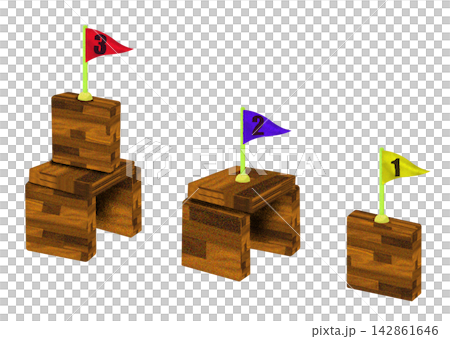 Numbered flags placed on building blocks Numbered flags placed on building blocks 142861646