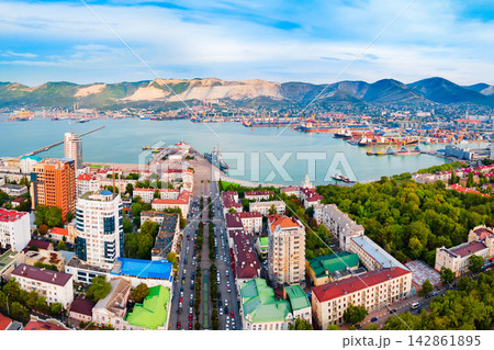Novorossiysk city aerial panoramic view Novorossiysk city aerial panoramic view 142861895