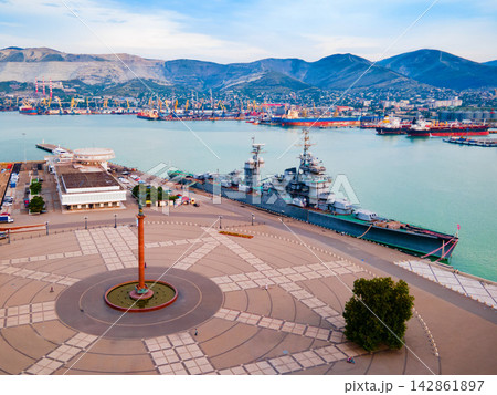 Novorossiysk city aerial panoramic view Novorossiysk city aerial panoramic view 142861897