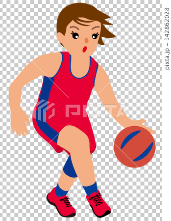Illustration of female athletes competing in a sports competition - Basketball player in play (2) Illustration of female athletes competing in a sports competition - Basketball player in play (2) 142862028