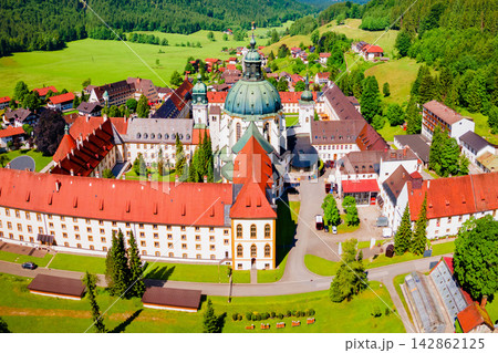 Ettal Abbey aerial panoramic view, Germany Ettal Abbey aerial panoramic view, Germany 142862125