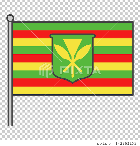 卡納卡毛利旗幟和旗桿 | 夏威夷原住民旗幟插圖 卡納卡毛利旗幟和旗桿 | 夏威夷原住民旗幟插圖 142862153