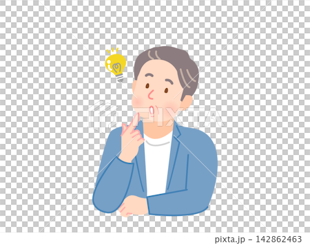 Illustration of a middle-aged man with an idea 142862463