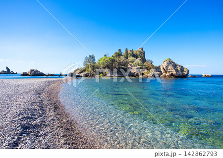 Isola Bella beach in Taormina city, Sicily Isola Bella beach in Taormina city, Sicily 142862793