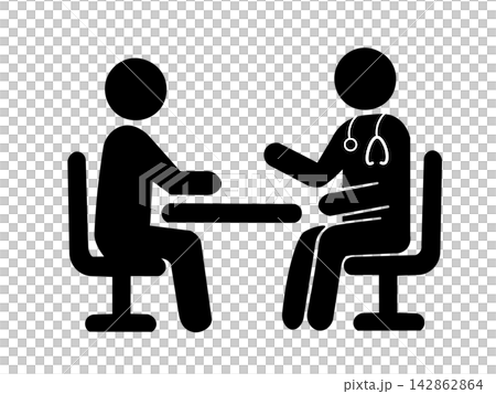 医師が患者に問診する医療のピクトグラム 142862864