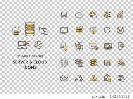 Icon set related to servers and cloud Icon set related to servers and cloud 142863158