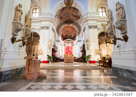 Palermo Cathedral or Duomo interior view, Sicily 142863387