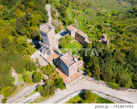 The Balio Towers aerial panoramic view in Erice The Balio Towers aerial panoramic view in Erice 142863493