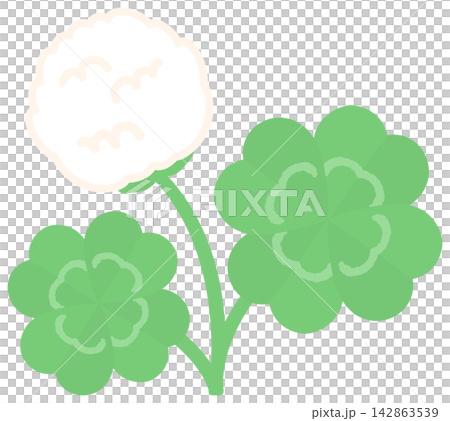 四つ葉のクローバーと花のイラスト素材 142863539