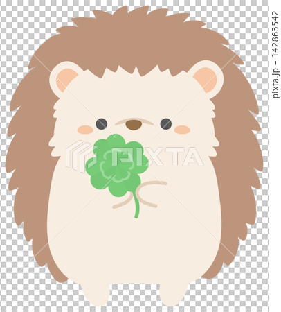 A small four-leaf clover and a hedgehog A small four-leaf clover and a hedgehog 142863542