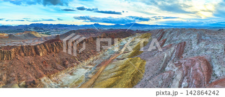 Aerial Lava Butte Volcanic Ridge and Desert Panorama Near Las Vegas Nevada Aerial Lava Butte Volcanic Ridge and Desert Panorama Near Las Vegas Nevada 142864242