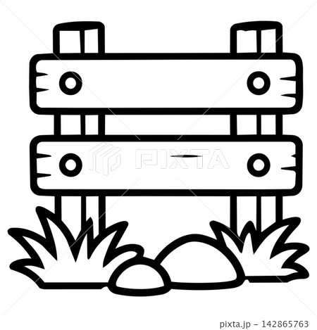 Cute wooden fence line art illustration creates cheerful farm scene for kids animal coloring book design with peaceful outdoor nature garden landscape vibe Cute wooden fence line art illustration creates cheerful farm scene for kids animal coloring book design with peaceful outdoor nature garden landscape vibe 142865763