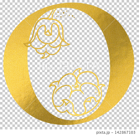 Golden letter O monogram with hand drawn outline cotton flower pod botanical illustration. Elegant luxury metallic gold alphabet design element for invitations. Initial winter decoration clip art. Golden letter O monogram with hand drawn outline cotton flower pod botanical illustration. Elegant luxury metallic gold alphabet design element for invitations. Initial winter decoration clip art. 142867103