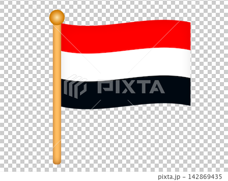 Illustration of a waving Yemeni flag (part 2) Illustration of a waving Yemeni flag (part 2) 142869435