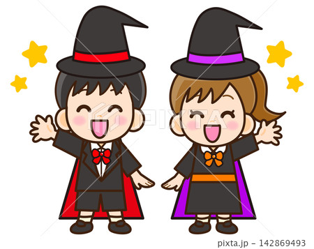 ハロウィンの仮装をした子供のイラスト素材2 ハロウィンの仮装をした子供のイラスト素材2 142869493