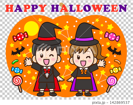 Illustration of a child in costume celebrating Halloween (3) Illustration of a child in costume celebrating Halloween (3) 142869537